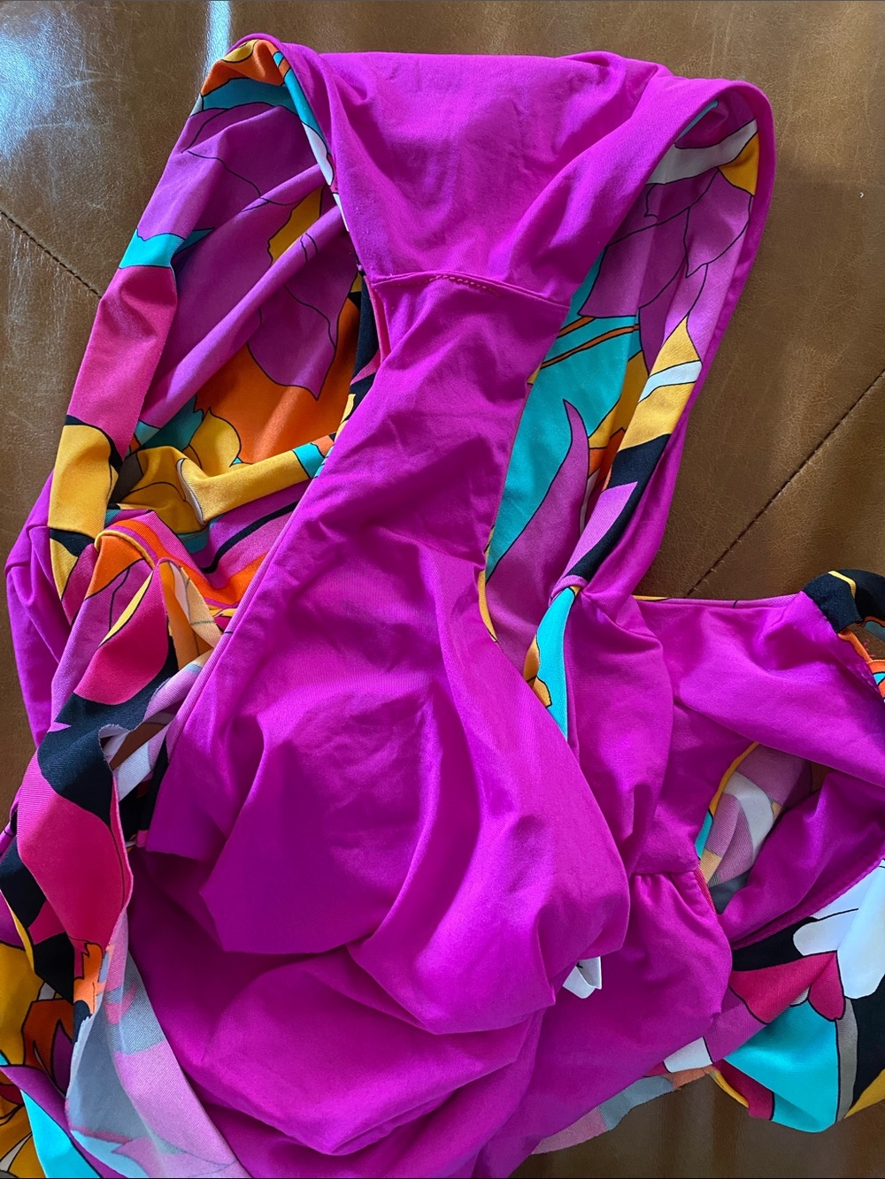 Trina Turk Gemini Plunge Ruffle Multi-Color One Piece Swimsuit Size 8 - Picture 11 of 12